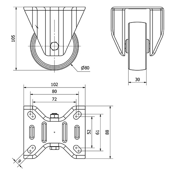 R.FIJA 130.1-080-2 CP POLIAMIX BLANCO EJE LISO