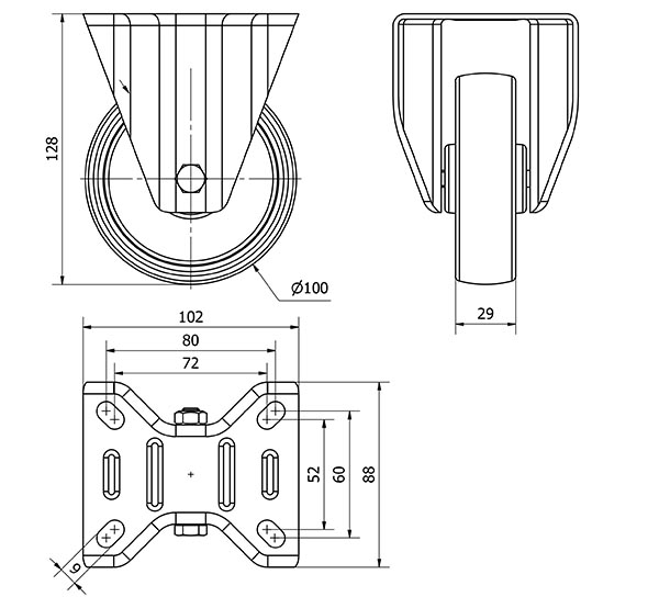 R.FIJA 130.1-100-2 CP POLIAMIX BLANCO EJE LISO