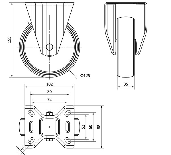 R.FIJA 130.1-125-2 CP POLIAMIX BLANCO EJE LISO