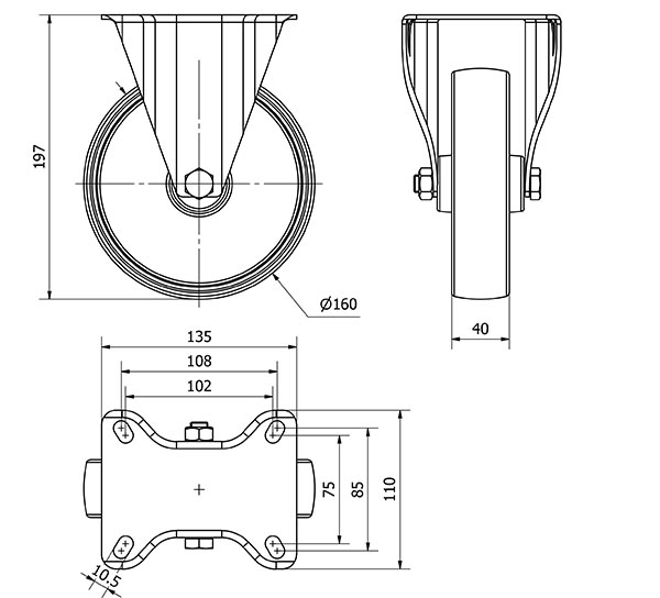 R.FIJA 130.1-150-2 CP POLIAMIX BLANCO EJE LISO