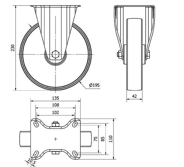 R.FIJA 130.1-200-2 CP POLIAMIX BLANCO EJE LISO