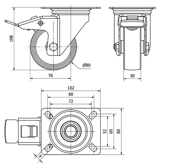 R.GIR.PLACA FRENO 130.1-080-3 CP POLIAMIX BLANCO EJE LISO