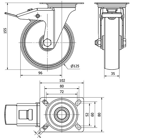 R.GIR.PLACA FRENO 130.1-125-3 CP POLIAMIX BLANCO EJE LISO