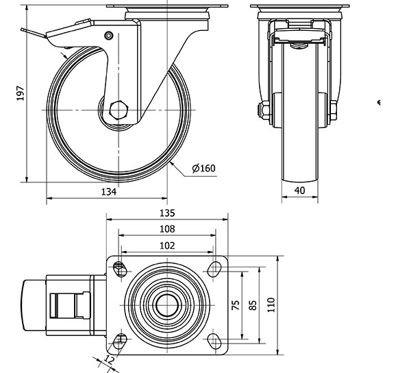 R.GIR.PLACA FRENO 130.1-150-3 CP POLIAMIX BLANCO EJE LISO