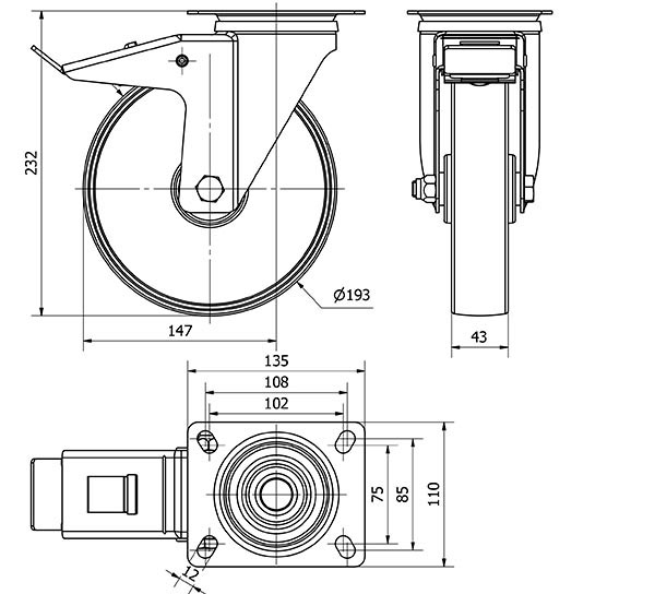 R.GIR.PLACA FRENO 130.1-200-3 CP POLIAMIX BLANCO EJE LISO