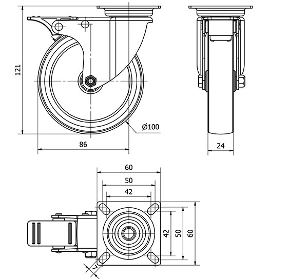 R.GIR.PLACA FRENO 401-100-3 POLIAMIX-GOMA GRIS EJE LISO