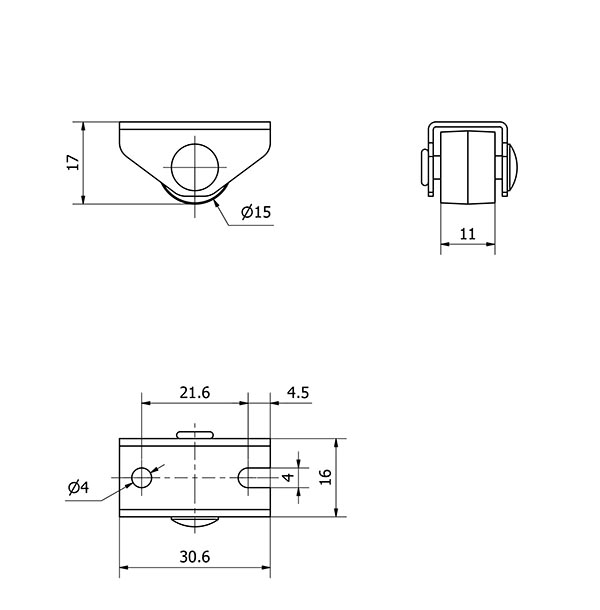 R.FIJA 416-015-2 POLIAMIX NEGRO EJE LISO