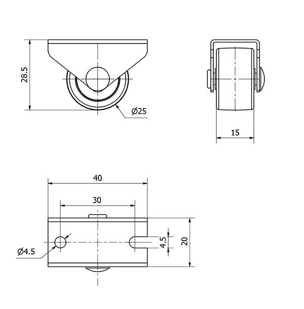 R.FIJA 416-025-2 POLIAMIX NEGRO EJE LISO