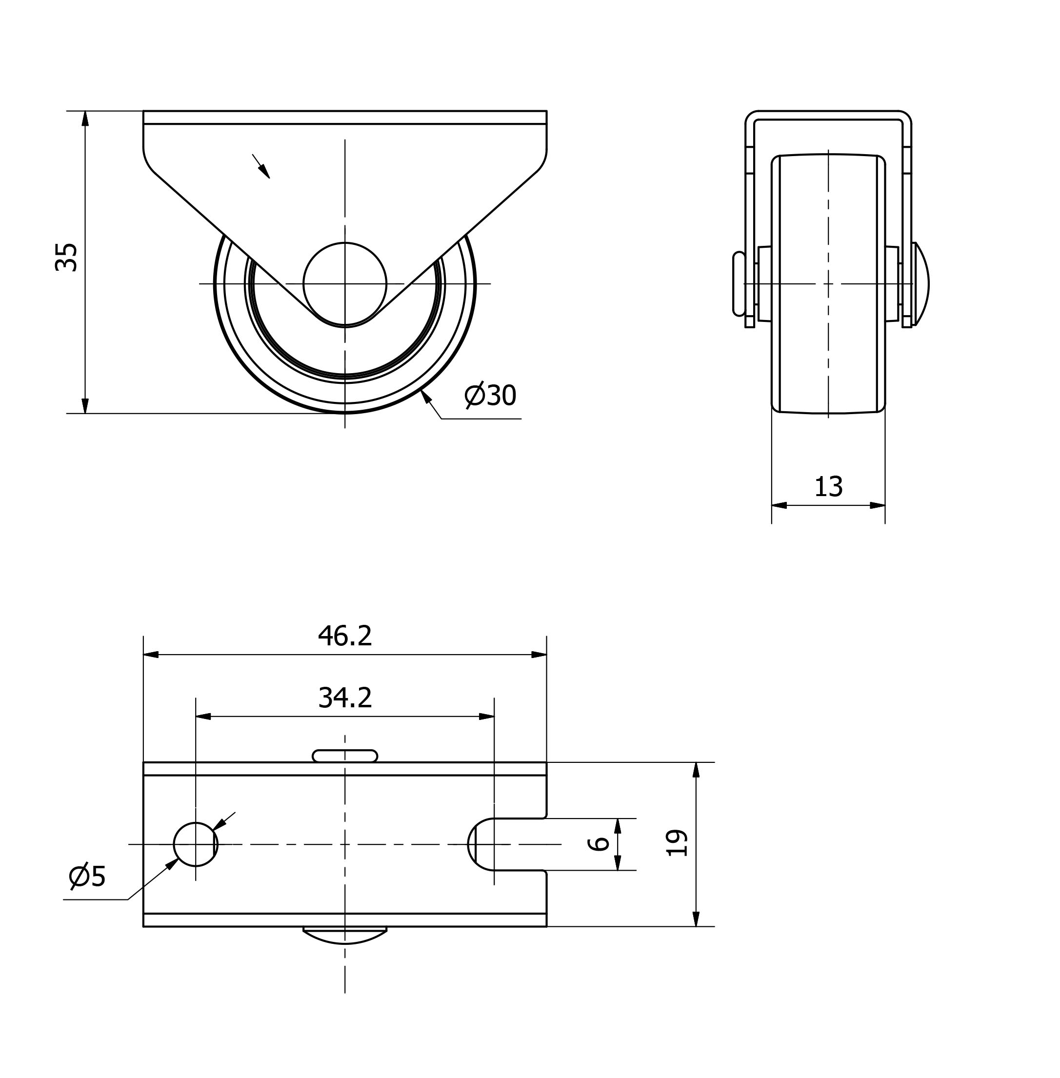 R.FIJA 416-030-2 POLIAMIX NEGRO EJE LISO