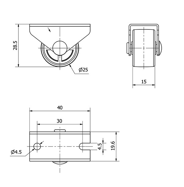 R.FIJA 417-025-2 GOMA GRIS EJE LISO