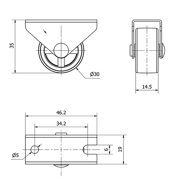 R.FIJA 417-030-2 GOMA GRIS EJE LISO