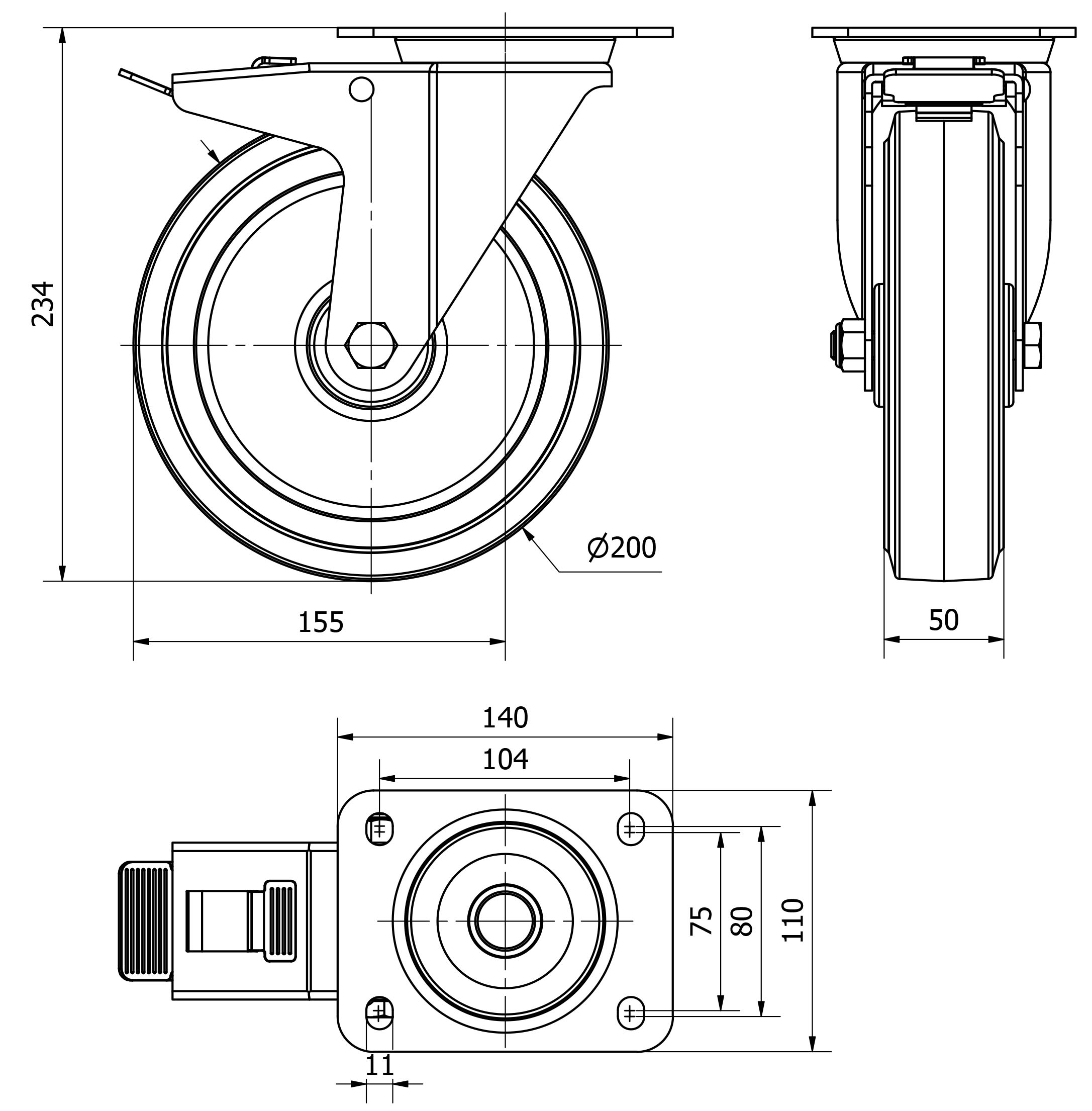R.GIR.PLACA FRENO 121-200-3 POLIAMIX-GOMA AZUL SUPERELAST.RODILLOS
