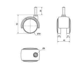 R.GIR.ESPIGA LISA M8x26 31DK50 POLIAMIX NEGRO
