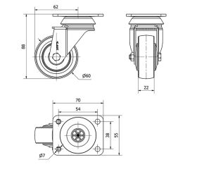 R.GIR.PLACA 10BH60CP-PGIA POLIAMIX-GOMA GRIS EJE LISO