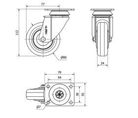 R.GIR.PLACA 10BH80CP-PGI POLIAMIX-GOMA GRIS EJE LISO