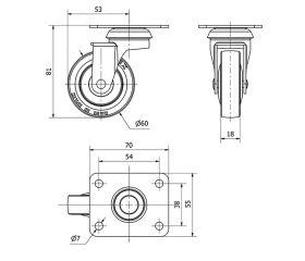 R.GIR.PLACA 10BSR60CP-PGI POLIAMIX-GOMA GRIS EJE LISO