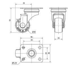 R.GIR.PLACA 10BSR30-PGI POLIAMIX-GOMA GRIS EJE LISO