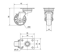 R.GIR.PLACA 10BSR40-PGI POLIAMIX-GOMA GRIS EJE LISO