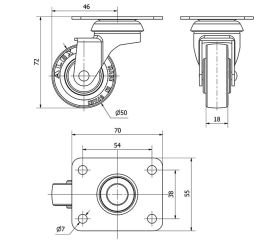 R.GIR.PLACA 10BSR50CP-PGI POLIAMIX-GOMA GRIS EJE LISO