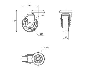 R.GIR.AGUJERO M10 21BSR50CP-PGI POLIAMIX-GOMA GRIS EJE LISO