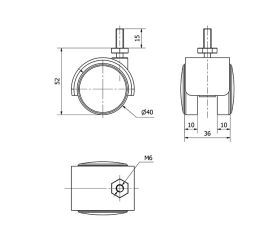 R.GIR.ESPIGA ROSCADA M6x15 50DK40 POLIAMIX NEGRO