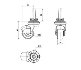 R.GIR.ESP.LISA M10x33 CAPU.P/MAD.40HSR30-PGI POLIAMIX-GOMA GRIS LISO