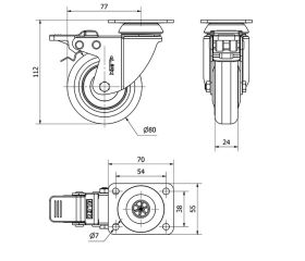 R.GIR.PLACA FRENO 10BHFD80CP-PGI POLIAMIX-GOMA GRIS EJE LISO