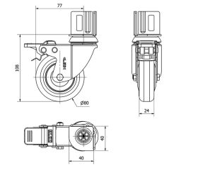 R.GIR.PLETINA ANGULAR FRENO 16BHFD80CP-PGI POLIAMIX-GOMA GRIS LISO