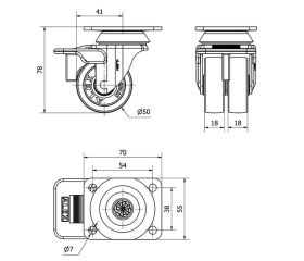 R.GIR.PLACA FRENO 10IFNR50-I PLASTICO BLANCO(DOBLE) EJE LISO