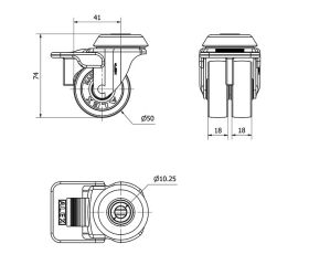 R.GIR.AGUJERO M10 FRENO 20IFNR50-I PLASTICO BLANCO(DOBLE) EJE LISO