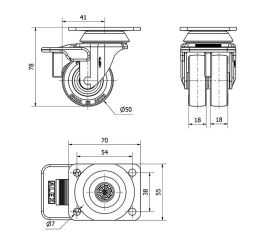 R.GIR.PLACA FRENO 10IFNR50-PGI POLIAMIX-GOMA GRIS (DOBLE) EJE LISO