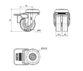 R.GIR.AGUJERO M10 FRENO 20IFNR50-PGI POLIAMIX-GOMA GRIS (DOBLE) LISO