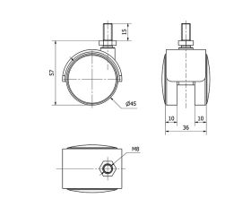 R.GIR.ESPIGA ROSCADA M8x15 50DK45 POLIAMIX LATONADO