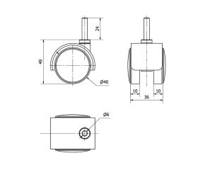 R.GIR.ESPIGA LISA M6x24 31DK40 POLIAMIX NEGRO