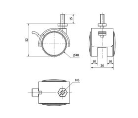 R.GIR.ESPIGA ROSCADA M6x15 FRENO 50DKF40 POLIAMIX NEGRO