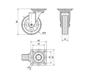 R.GIR.PLACA CROMADA PULIDA 10RD75 BANDA DOBLE POLIUR.VERDE EJE LISO