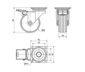 R.GIR.PLACA FRENO 10ALUFN50 ALUMINIO NIQUELADO-POLIURETANO EJE LISO