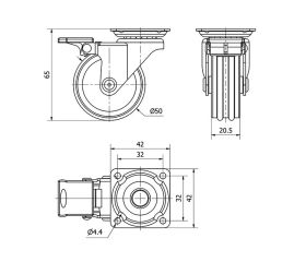 R.GIR.PLACA FRENO 10BDFNM50 CROMADO PULIDO-MADERA NOGAL EJE LISO
