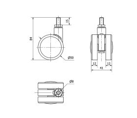 R.GIR.ESPIGA ROSCADA M8x15 50DKP50 NYLON-PLATEADA