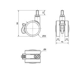 R.GIR.ESPIGA ROSCADA M8x15 FRENO 50DKMF50 NYLON-MADERA HAYA