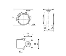 R.GIR.PLACA 42 x 42 10DKPU50 NYLON-POLIUR.NEGRO/GRIS