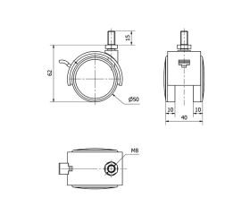 R.GIR.ESPIGA ROSCADA M8x15 FRENO 50DKPUF50 NYLON-POLIUR.NEGRO/GRIS