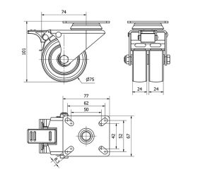 R.GIR.PLACA FRENO 10IFD75-BP POLIAMIX NEGRO (DOBLE) EJE LISO