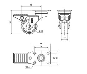 R.GIR.PLACA FRENO NIQUEL.10BDRFN40-BP PLASTICO GRIS EJE LISO