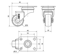 R.GIR.PLACA NIQUEL.10BDR30-PPI POLIAMIX-POLIUR.ROJO EJE LISO