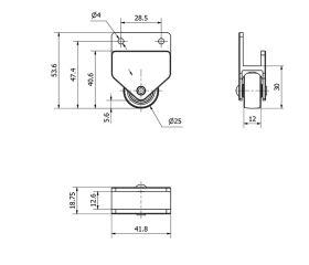 LATERAL CAJON NIDO 65N25-BP POLIAMIX NEGRO EJE LISO