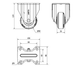 R.FIJA 17TV80-TPGN NYLON NEGRO-GOMA NEGRA EJE LISO