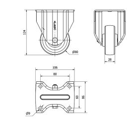 R.FIJA 17TV80-TD RESINA MARRON EJE LISO
