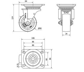 R.GIR.PLACA 10TV80-TA HIERRO FUNDIDO EJE LISO