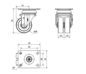 R.GIR.PLACA 10IR50-I PLASTICO BLANCO(DOBLE) EJE LISO